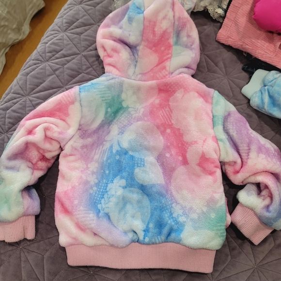 ♥️5 For $25DISNEY MINNIE MOUSE Cozy zip up jacket with hood and pockets size 4T - Picture 14 of 14